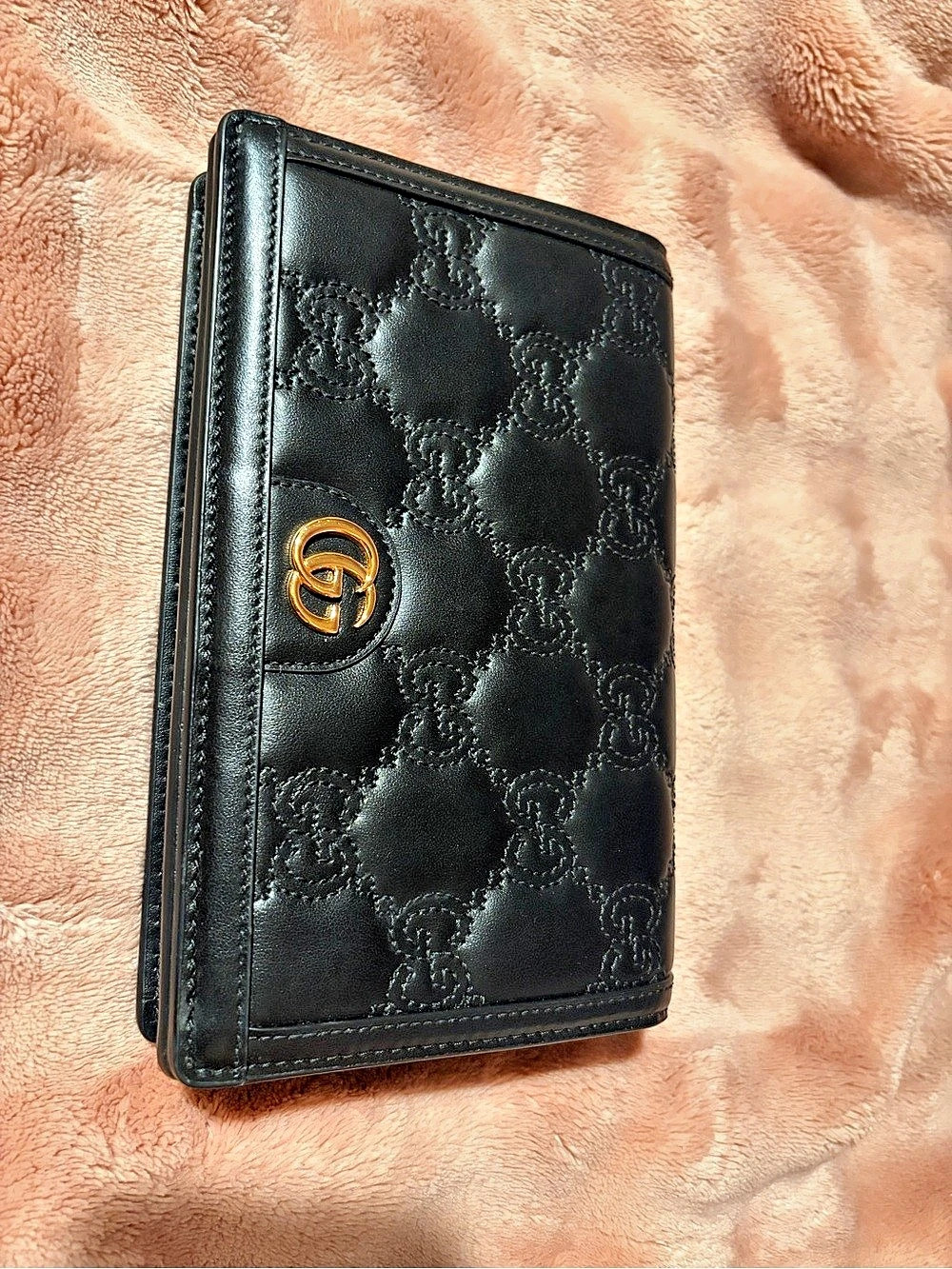 Gucci GG Marmont Matelassé Leather Chain Wallet Black